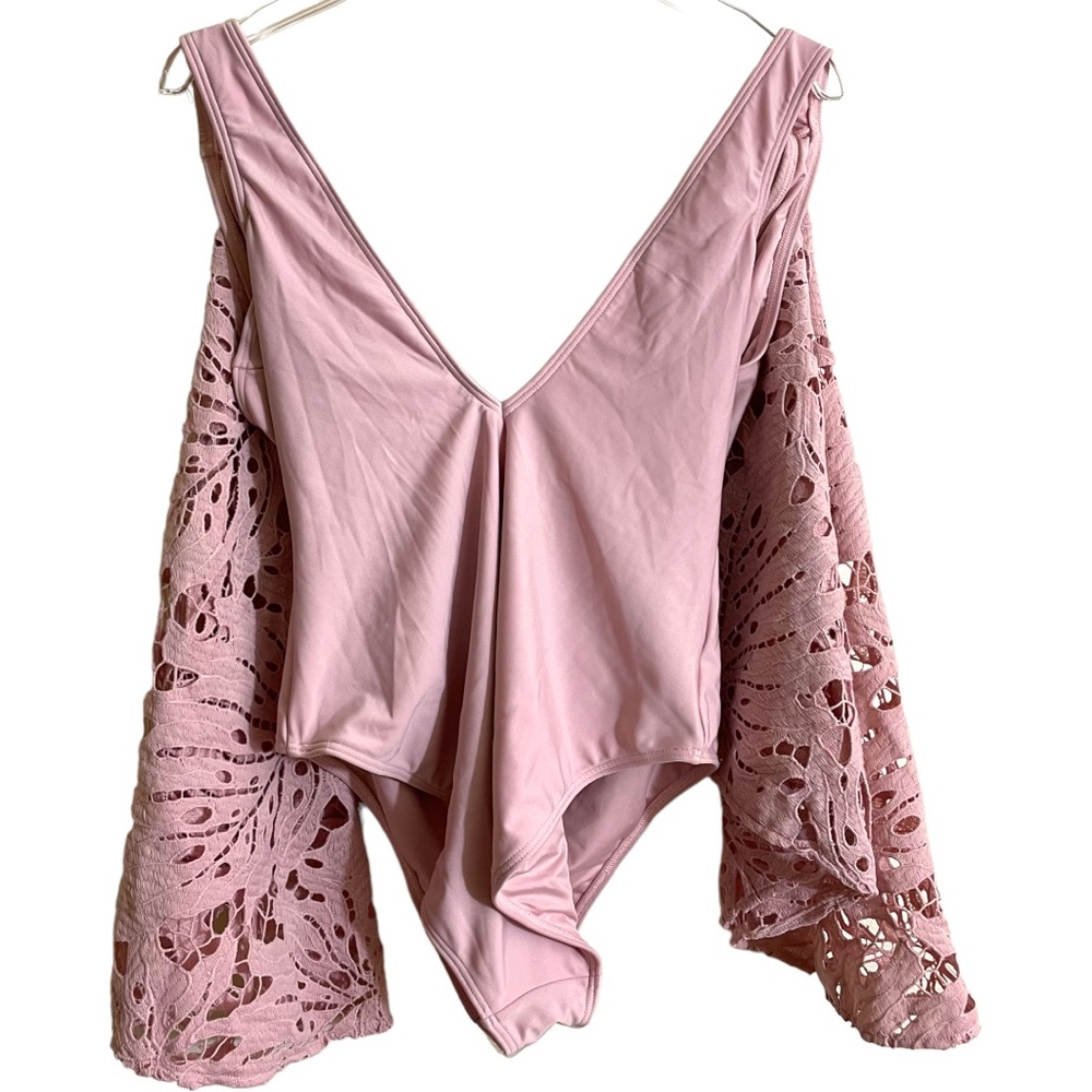 NWT ASOS Women’s Top Sleeveless Solid Blush Pink One Piece Swimsuit Size US 12